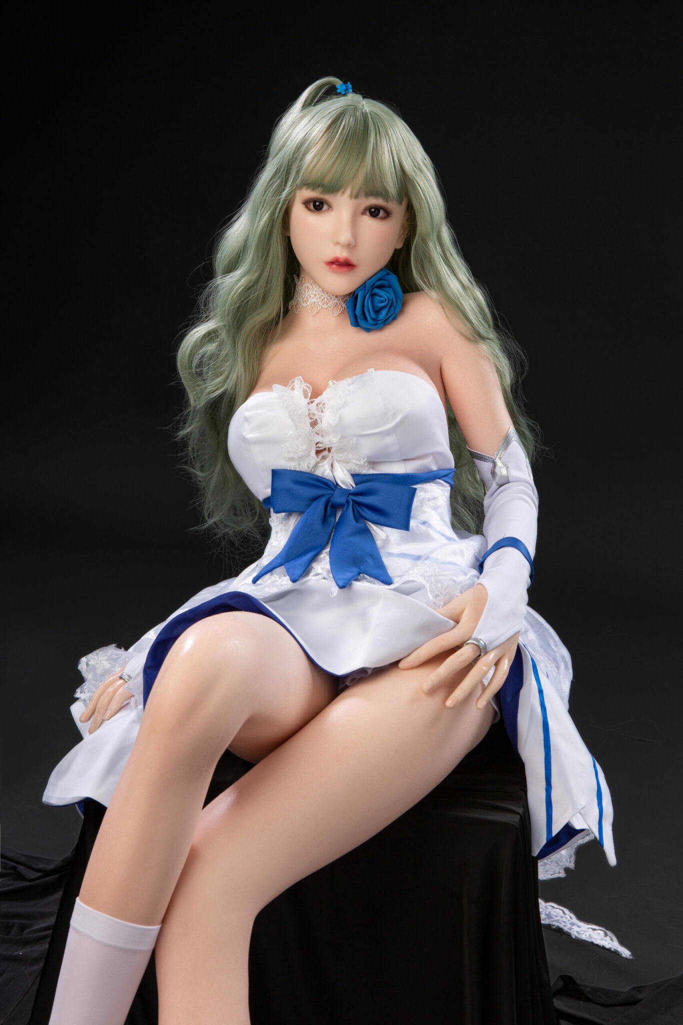 Fealty Green Hair Realistic Silicone Head Sex Doll PetiteSexDoll